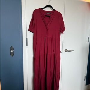 Elegant Red Button-Down Dress